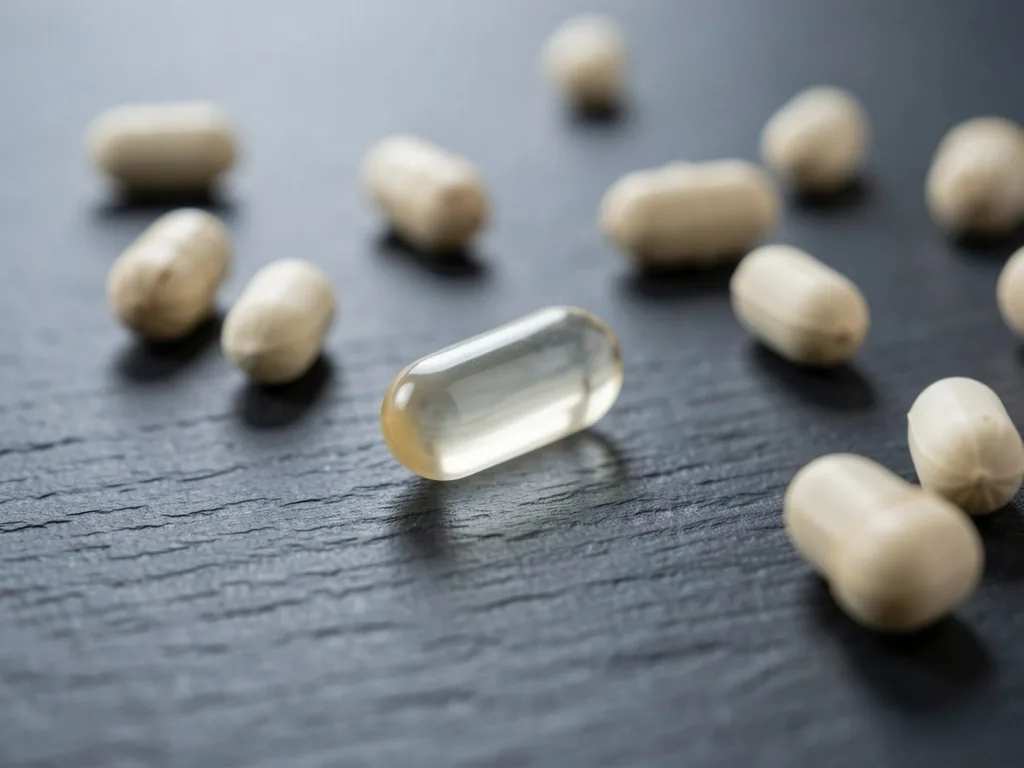Botanical capsules on a slate surface