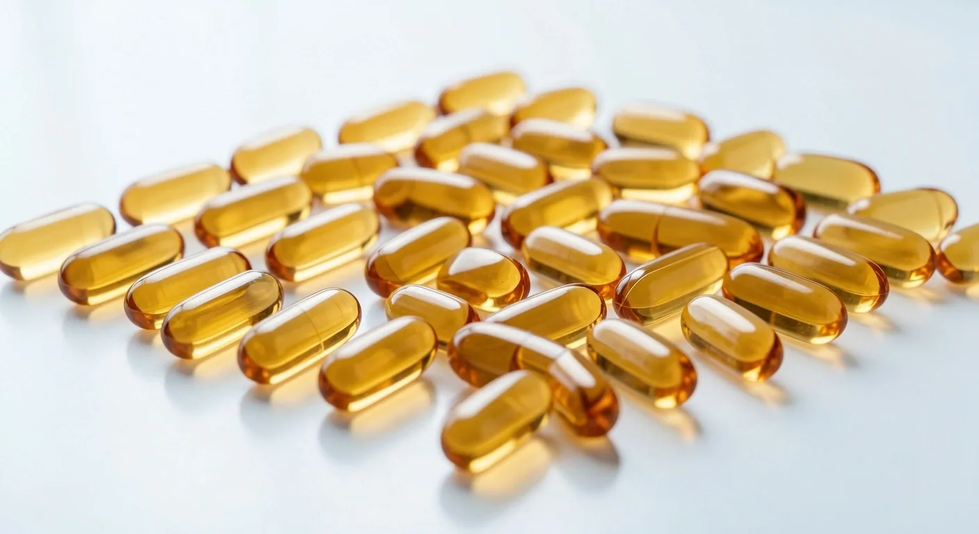 Macro view of natural supplement capsules on a clinical surface